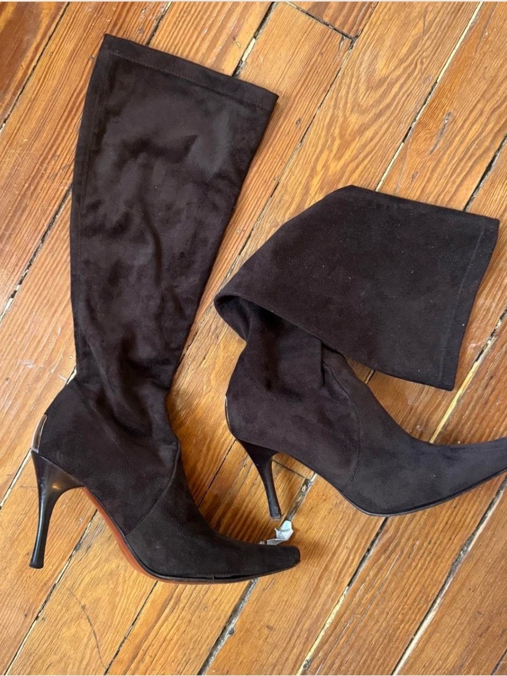 Donald Pliner Chocolate Brown Suede Knee-High Stiletto Boots
